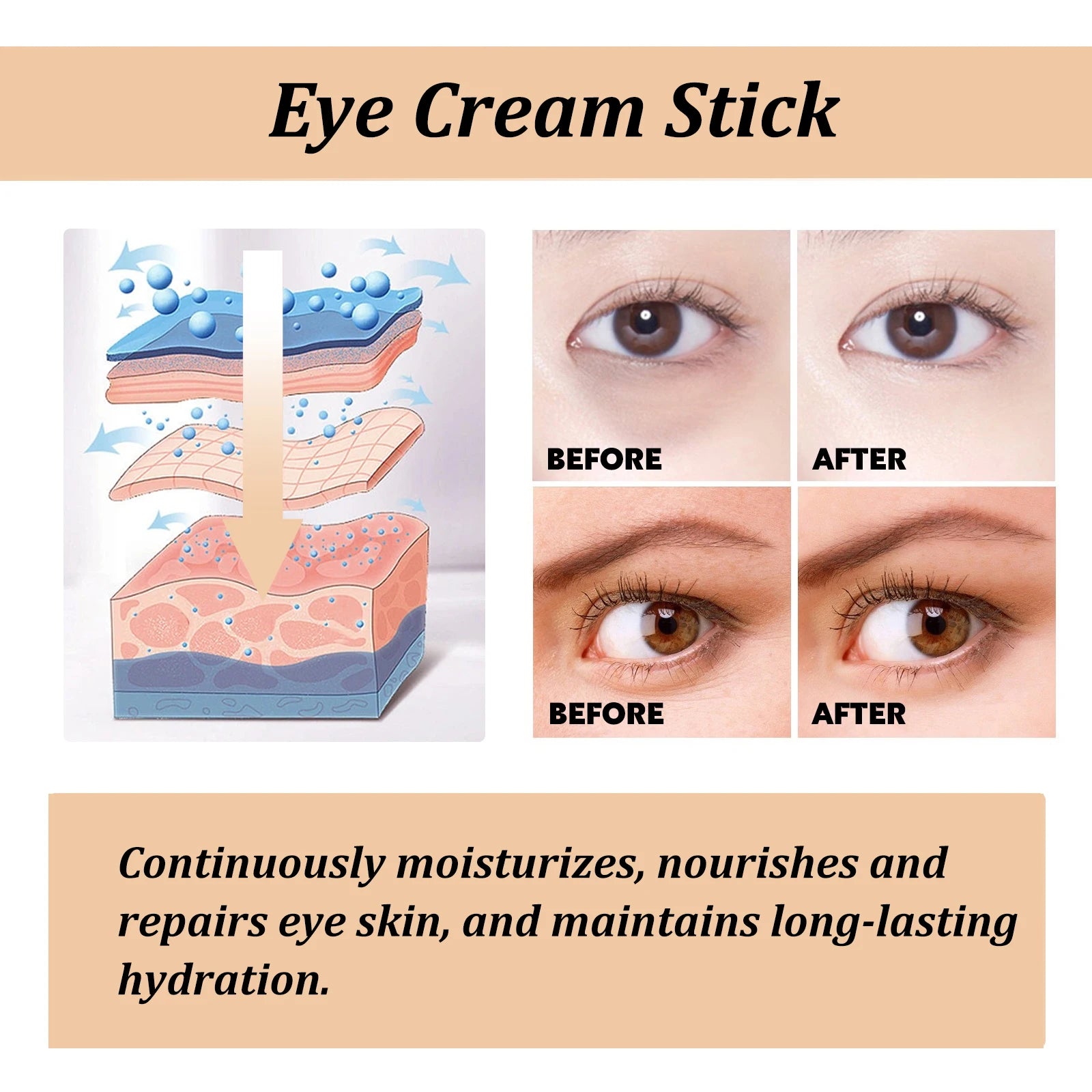 Snail Eye Cream Stick Collagen Fade Fine Lines Wrinkle Lightening Dark Circles Firming Eye Bags Puffiness Moisturizing...