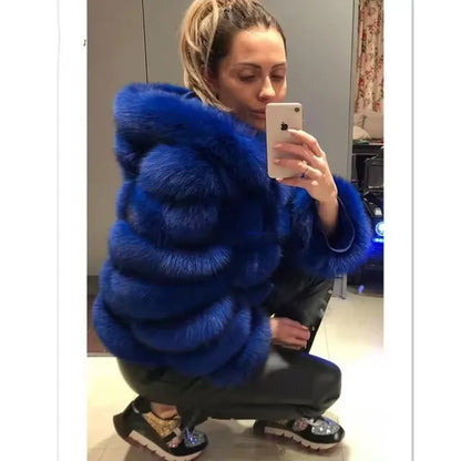 DEAT Fashion Imitation Fox Fur Grass Jacket Women's Hooded Loose Long Sleeves Patchwork Plush Thick Coat Winter New 7A975