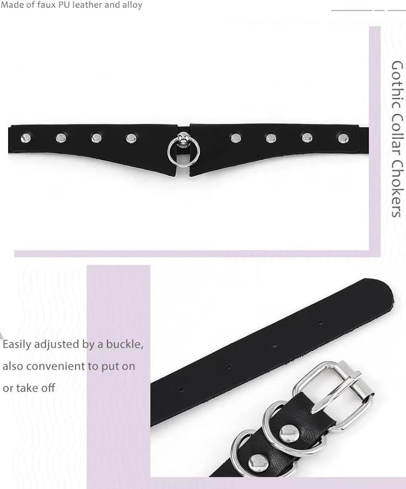 Gothic Leather Choker Necklaces Black Punk Nightclub Jewerly Accessories for Women Girlfriend
