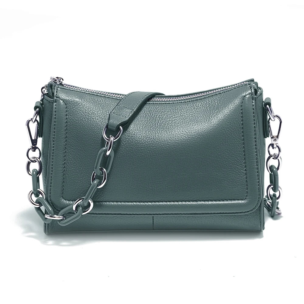Zency Acrylic Chain Handbag Soft Leather Top-Handle Women's Luxury Small Underarm Crossbody Bag White Fashion Shoulder |...