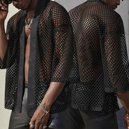 Casual Party Top Hollow Out T-shirt Casual Summer Outfits Fashionable Casual Wear Casual Holiday Shirt For Men - Kimlud