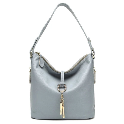 Zency Elegant Women Red Leather Handbag 100% Genuine Leather Lady Hobo Bag Charming Ring Medium Shoulder Bag Bright...