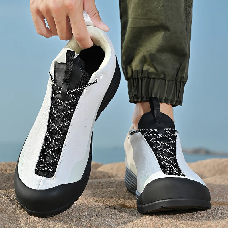 Men's Waterproof Leather Hiking Shoes Durable Outdoor Sport Men Trekking Leather Shoes Lace-Up Climbing Hunting Sneakers...