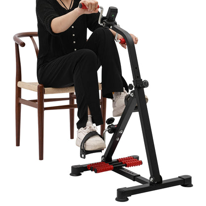 Pedal Exerciser Bike for Home Fitness, Adjustable Tension/Knob & Height (31.1-36.6"), LCD Display (Time/Calories/Distance)