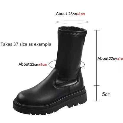 Gladiator Motorcycles Over The Knee High Boots Women 2022 Winter New Platform Chelsea Female Shoes Designer Snow Stretch Botas