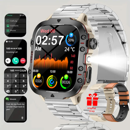 2025 New Men Women Smart Watch Flashlight 1.81” HD Display AI Voice Bluetooth Call Sports Watches Health Monitor Smartwatch Men