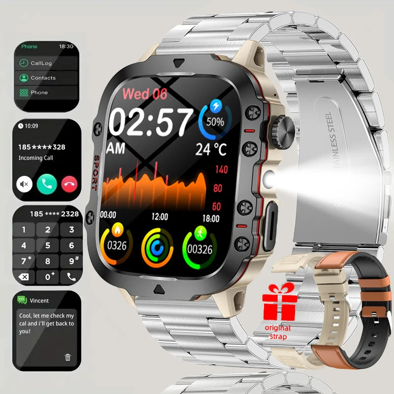 2025 New Men Women Smart Watch Flashlight 1.81” HD Display AI Voice Bluetooth Call Sports Watches Health Monitor Smartwatch Men