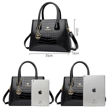 2024 Luxury Designer Handbag Brand Ladies Crocodile Patterned Patent Leather Tote Bag Crossbody Shoulder Bags For Women...