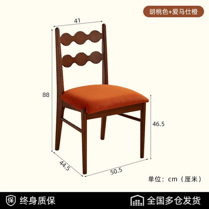 Solid Wood Dining Chair Household French Makeup Soft Bag Armrest Chair Light Luxury Balcony Backrest Silla Comedor Furniture - Kimlud