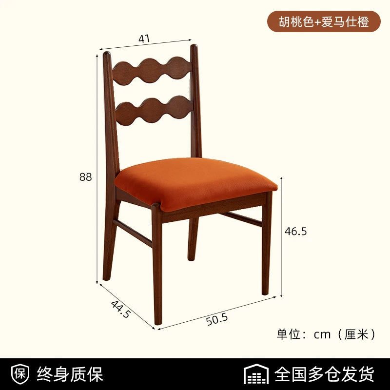 Solid Wood Dining Chair Household French Makeup Soft Bag Armrest Chair Light Luxury Balcony Backrest Silla Comedor Furniture - Kimlud