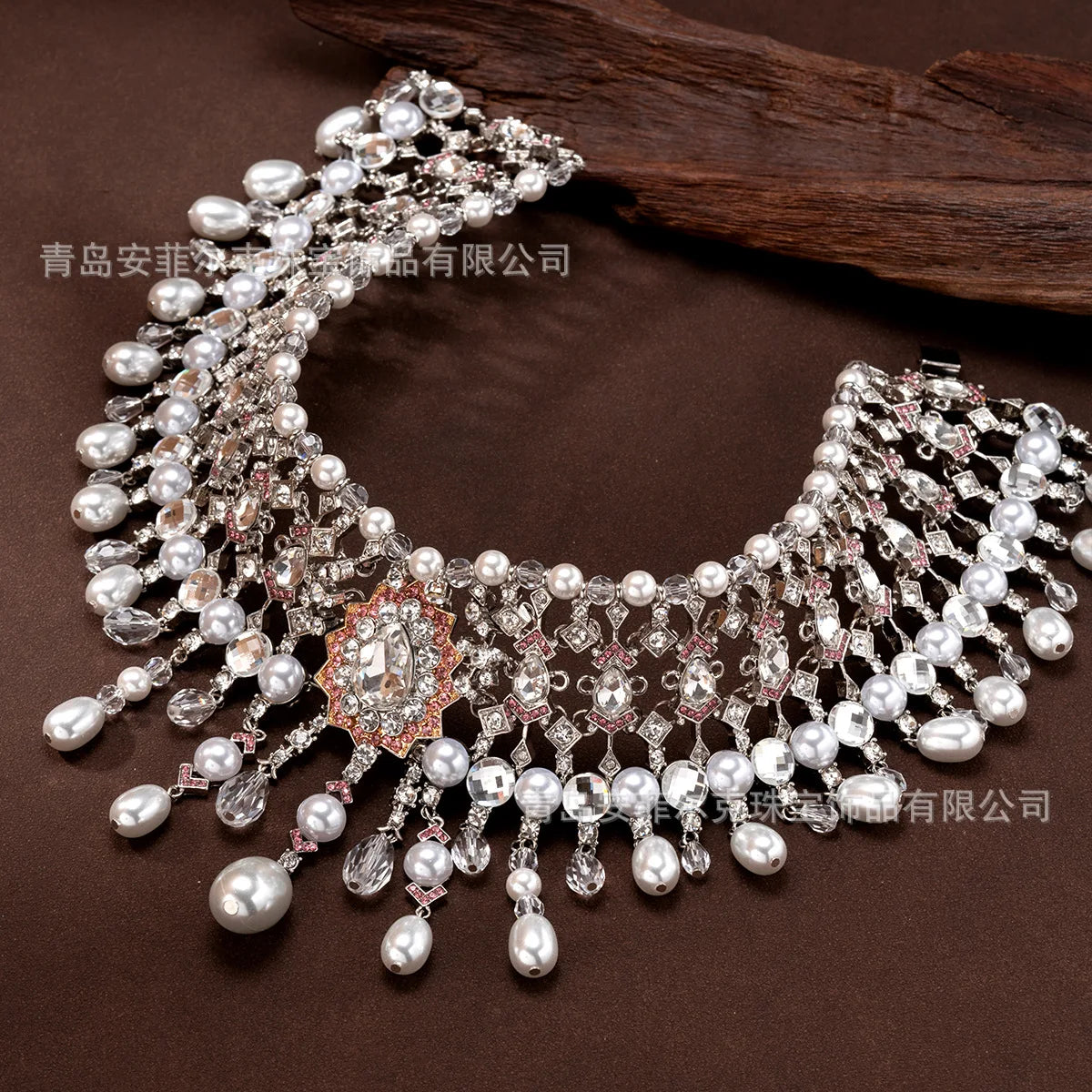 KEQIU Heavy industry imitation pearl tassel necklace, retro court Baroque style bridal dress, luxurious short necklace |...