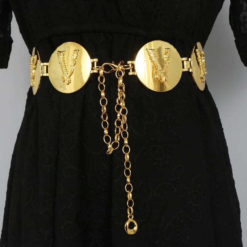 2026 New round gold color silver color alphabet belt luxury dress long waist chain  designer belt women's fashion accessories