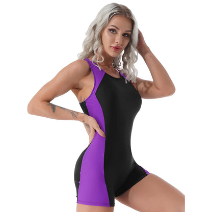 Women One-piece Swimming Jumpsuit Beach Pool Swimming Bathing Suit Sports Surfing Cycling Rowing Workout Training Bodysuit XXXL - Kimlud