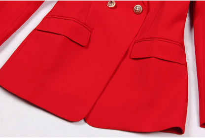 High-Quality Classic Fashion Temperament Suit Coat - Spring Autumn New Women's Commuter Green Fruit Collar Long Sleeve Coat