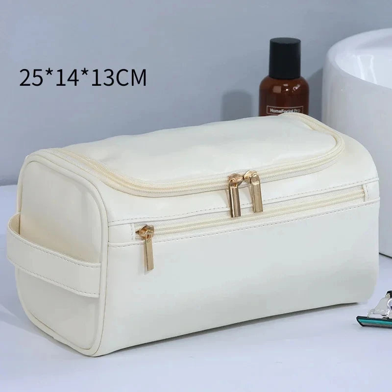 Leather Toiletry Bag for Men Women Dopp Kit Mens Hanging Toiletry Bag Travel Toiletry Bag for Traveling Large Cosmetic Bag for T