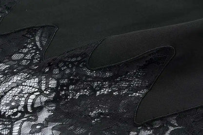 DEAT Fashion Women's Suit Dress Notched Doube Breasted Irregular Hem Lace Spliced Slim Suit Jackets Summer 2024 New Tide 7AB4231