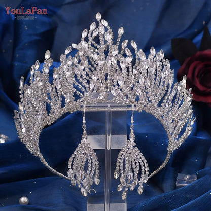 YouLaPan HP193P Wedding Headwear Necklace Earrings Jewelry Set Bride Headbands Rhinestone Headpiece Bridal Tiaras and Crowns