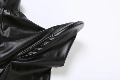 Cyber Y 2K Punk Faux Lederen Crop Jacks Gothic Grunge Streetwear Mode Jassen Met Ritssluiting Vrouwelijke Hoge Schoudervesten