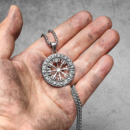 Viking Compass Men Necklaces With Pendant Stainless Steel Jewelry For Male Women Amulets Punk HipHop Accessories Gifts Wholesale