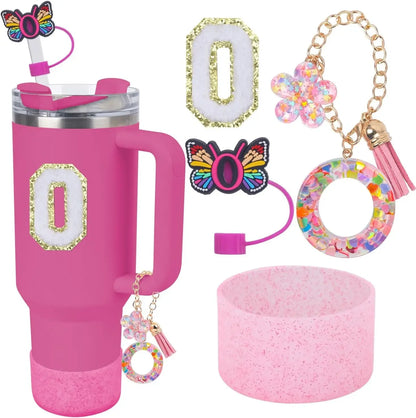Accessories for Stanley Cup 40oz 30oz Letter Charms for Handle Silicone Boot,Straw Cover Topper & Sticker Charms