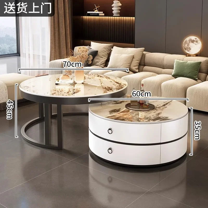Glam Nordic Coffee Tables Round Simple Luxury Metal Coffee Tables Design Modern Muebles Para El Hogar Living Room Furniture - Kimlud