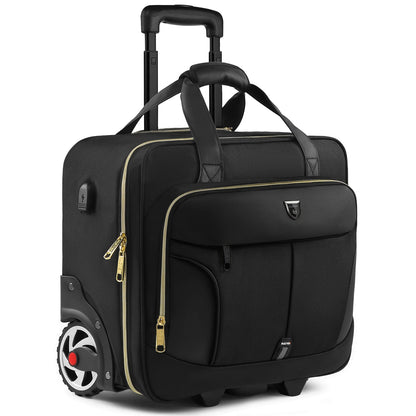 18 Inch Rolling Briefcase Large Capacity Laptop Case Briefcase Wheeled Luggage Bag Suitable For Business Travel Work Waterproof
