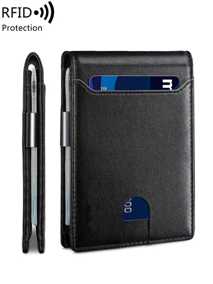 Minimalist men's wallet multifunctional RFID blocking front pocket portable card holder solid color large capacity 11 cardwallet