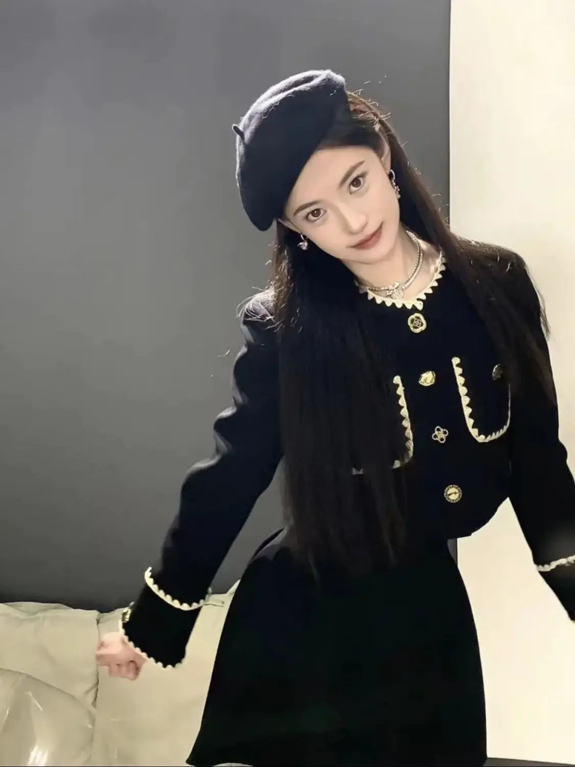 Autumn The Latest Elegant Coat Skirt Two-piece Set Mainland China Conjunto Femenino Roupa Elegante 2 Piece Blazer and Skirt