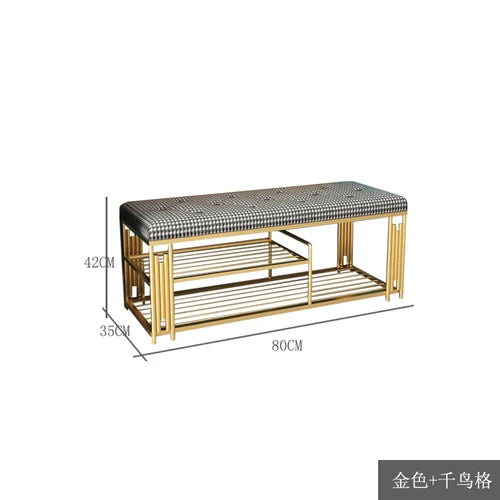 Fashion Cloakroom Hotel Shoe Changing Stools Light Luxury Living Room Storage Ottomans Creative Household Furniture Shoe Shelf T - Kimlud