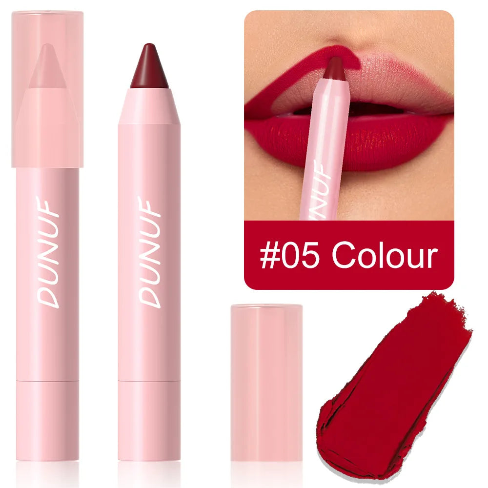 18-Colors Lipstick Pencil Waterproof Sexy Red Matte Contour Tint Lipstick Lasting Non-stick Cup Lipliner Pen Lip Makeup...
