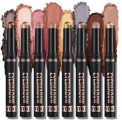 Smoky Dark Blue Eyeshadow Pencil Stick Waterproof Pearlescent 16 Colors Metallic Glitter Eye Shadow Highlighter Pen Makeup Tool