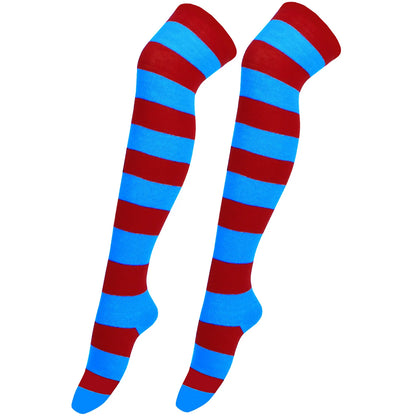 Wide Striped Stockings Women Over Knee High Long Socks Christmas Halloween Cosplay Anime Performance Party Gifts Socks Colorful