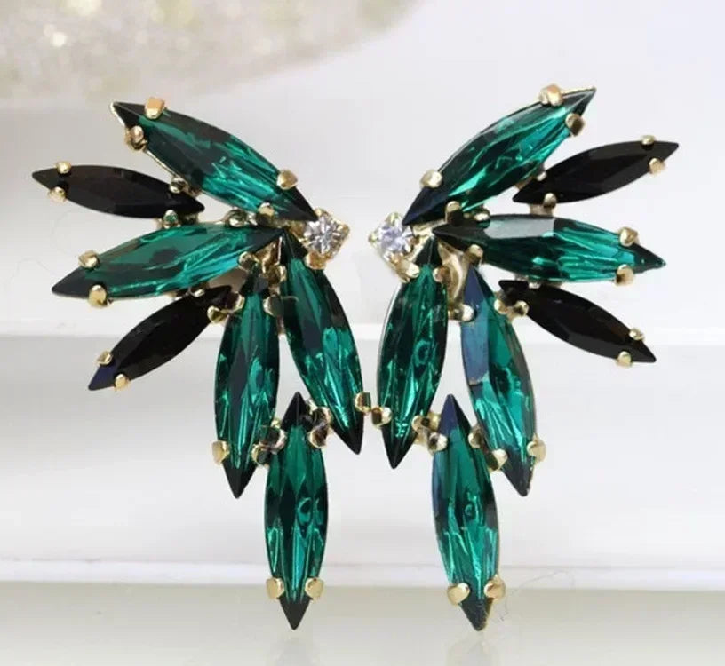 Fashionable Banquet Elegant Emerald Cubic Zirconia Earrings, High-end Inlaid Wedding Style Swaying Jewelry Accessories |...