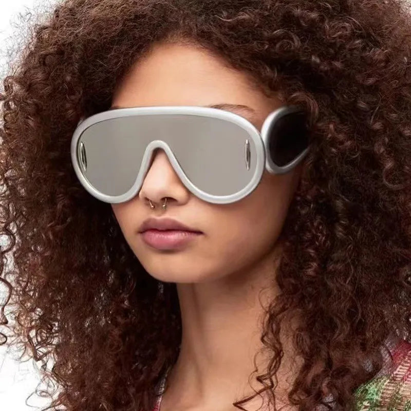 Sports Punk Oversized Sunglasses Steampunk Y2K Women Men Personality Sun Glasses Ladies 2023 Luxury Brand Eyewear Goggle UV400 - Kimlud