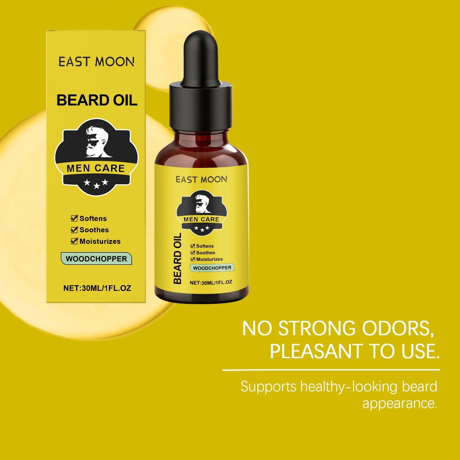 East Moon Men Beard Care Oil Effectively Nourish Quick Absorbing Grooming Soften Healthy Caring Natural Fragrance Beard...
