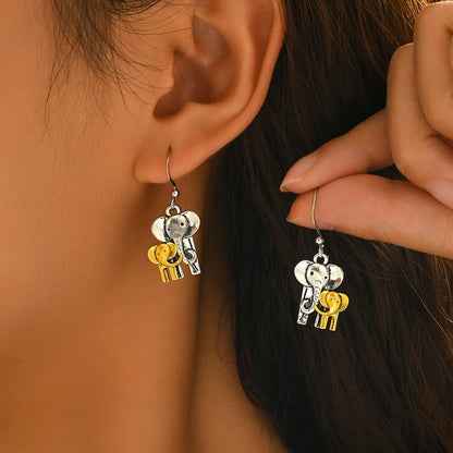 Retro Elephant Mom and Baby Elephant Small Animal Earrings Fashionable and Cute niche Design Women's Jewelry | Kimlud...