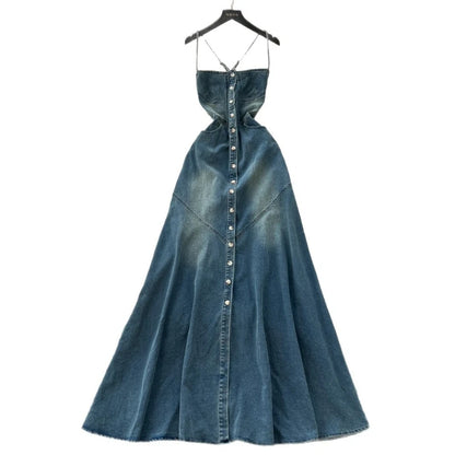 Long Dress Women Denim Dresses Sling Strapless A Line Vestidos Y2k Streetwear Sleeveless Sexy Elegant Party Night Work 2026 - Kimlud