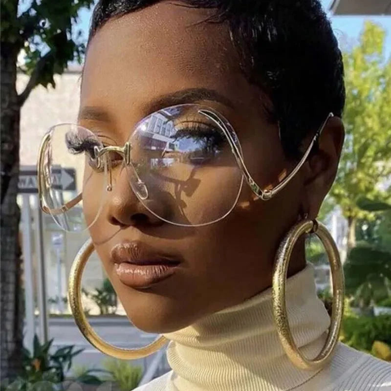 Outdoor Big Frame Round Sunglasses Women Men Geometric Cool Sun Glasses Mirror Metal Colors Designer Brand Fashion |...