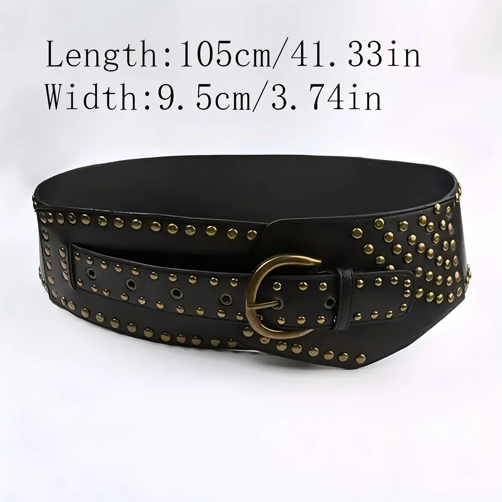 1Pcs Women's Wide Waist Waistband Fashion PU Leather Belt with Studs & Buckle - Perfect for Casual Wear Weddings Parties & More