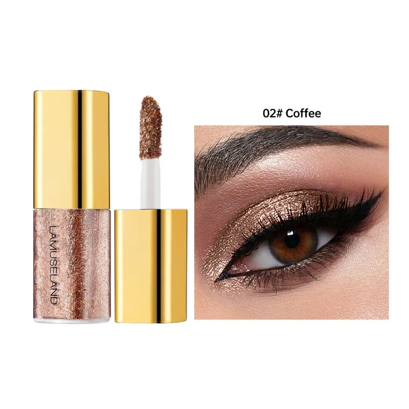 8 Colors Pearlescent Liquid Eyeshadow Fine Shimmer Highlight Glitter Eye Shadow High Shine Long-Lasting & Smudge-Proof...