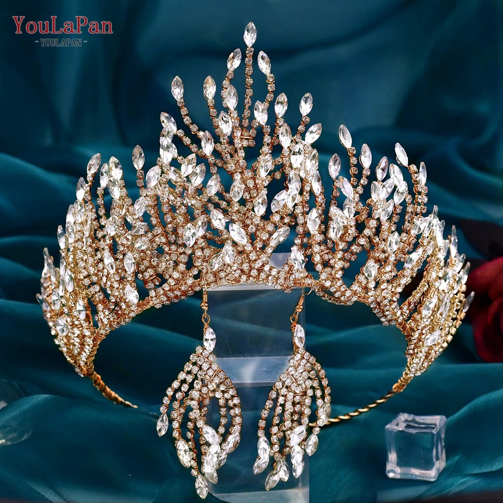 YouLaPan HP193P Wedding Headwear Necklace Earrings Jewelry Set Bride Headbands Rhinestone Headpiece Bridal Tiaras and Crowns