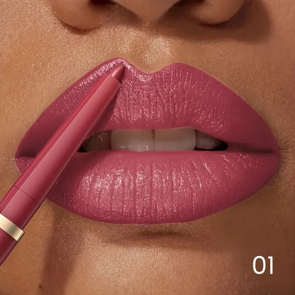 High Pigment Matte Nude Lip Liner Pencil, Waterproof Long Wear Smooth Retractable Lip Contour Makeup - Kimlud