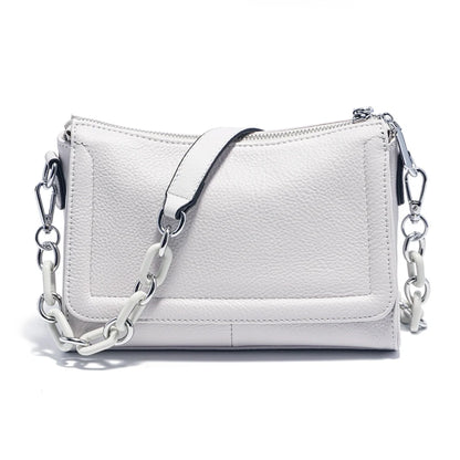 Zency Acrylic Chain Handbag Soft Leather Top-Handle Women's Luxury Small Underarm Crossbody Bag White Fashion Shoulder - Kimlud
