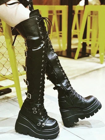 Wedges Long Boots for Women Autumn Winter Over-the-knee Boots Cosplay High Platform Women Boots New High Heel Gothic...