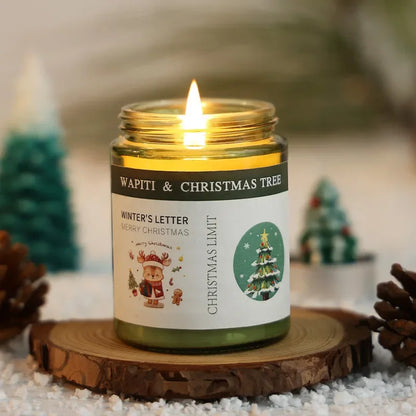 Christmas Scented Candle in Glass Aromatic Xmas Candles Guest Gift Candle Jar Freesia Ebony Scent - Kimlud
