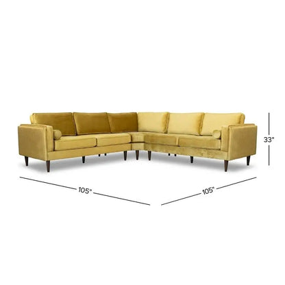 Amber Yellow Velvet Corner Sectional SofaNew Title: "Velvet Corner Sectional Sofa in Amber Yellow - Comfortable and Stylish - Kimlud