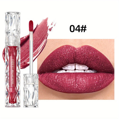 Diamond Liquid Lipstick Moisturizing Lasting Purple Sparkling Waterproof Lip Gloss Matte Glitter Lipstick Korean Makeup