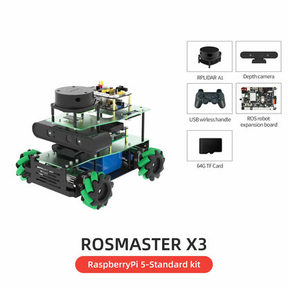 ROSMASTER X3 ROS2 Robot Aluminum Alloy Frame Autopilot Lidar Mapping for Jetson NANO Orin NX SUPER Orin NANO SUPER Raspberry Pi5