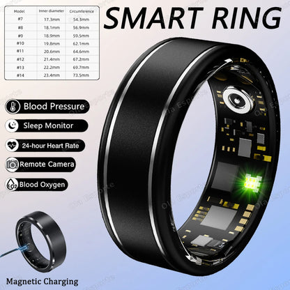 New Blood Pressure Sleep Health Monitor Smart Ring Sport Remote Camera smartring IP68 Waterproof Care for family Rings Men Women
