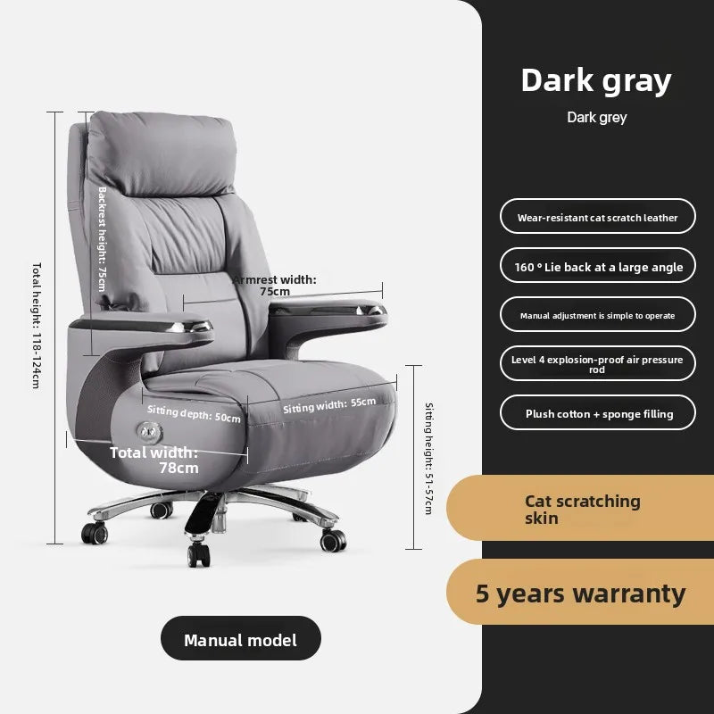 Electric Massage Boss Chair Heated Ventilated Gaming Chair Genuine Leather Executive Computer Seat Luxury Ergonomic Office Chair